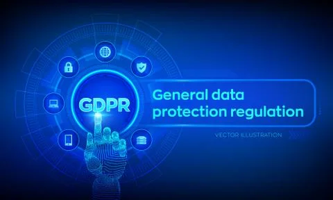 GDPR. General Data Protection Regulation. Cyber security and privacy concept  Illustrazione stock