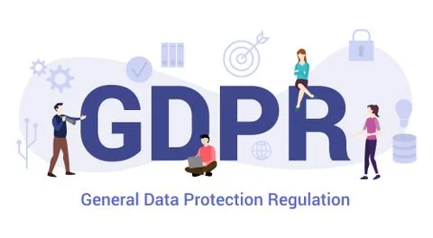 Gdpr general data protection regulation concept with big word or text and tea Stock Illustration