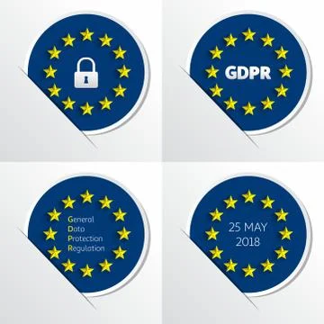 GDPR - General Data Protection Regulation. EU flag. Vector illustration Stock Illustration
