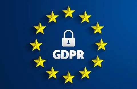 GDPR - General Data Protection Regulation. EU flag. Vector illustration Stock Illustration
