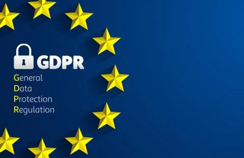 GDPR - General Data Protection Regulation. EU flag. Vector illustration Stock Illustration