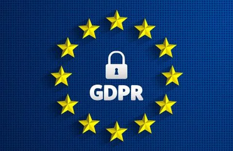 GDPR - General Data Protection Regulation. EU flag. Vector illustration Stock Illustration