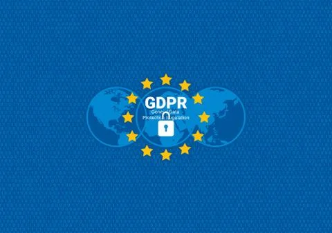 GDPR - General Data Protection Regulation. Are you ready for GDPR. EU flag. V Stock Illustration