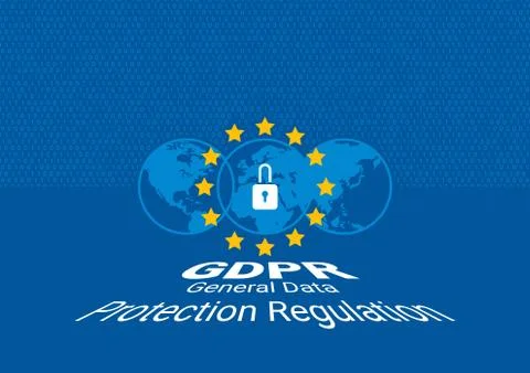 GDPR - General Data Protection Regulation. Are you ready for GDPR. EU flag. V Stock Illustration