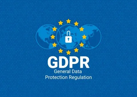 GDPR - General Data Protection Regulation. Are you ready for GDPR. EU flag. V Illustrazione stock