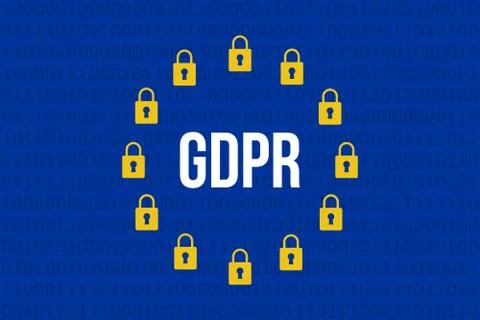 GDPR - General Data Protection Regulation, eu flag stylized vector background Illustrazione stock