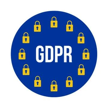 GDPR - General Data Protection Regulation, eu flag stylized vector round icon Stock Illustration