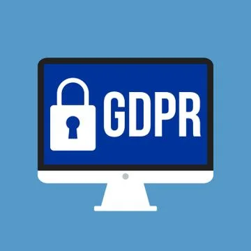 GDPR - General Data Protection Regulation, big lock and letters on computer d Stock Illustration