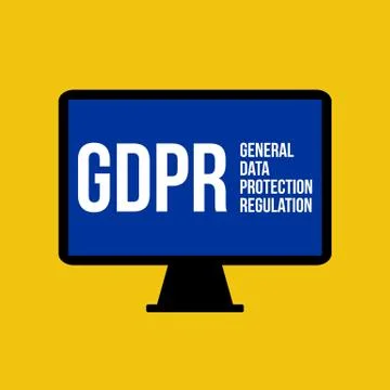 GDPR - General Data Protection Regulation text on computer screen 스톡 일러스트