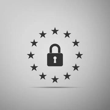 GDPR - General data protection regulation icon isolated on grey background 스톡 일러스트
