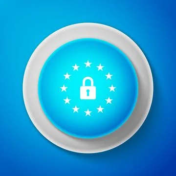 GDPR - General data protection regulation icon isolated on blue background Illustrazione stock