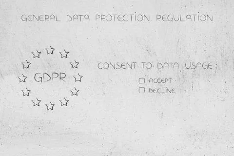 GDPR icon next to consent to usage data question Stock Illustration