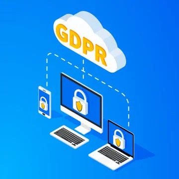 GDPR isometric concept. Vector illustration. Illustrazione stock