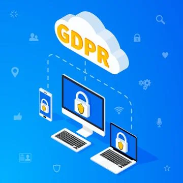 GDPR isometric concept. Vector illustration. Stock Illustration