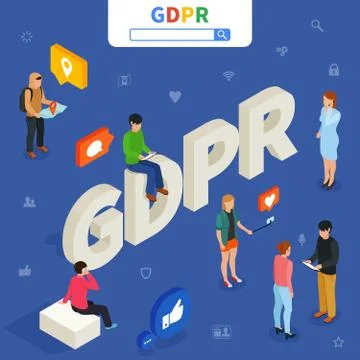 GDPR isometric concept. Vector illustration. Stock Illustration