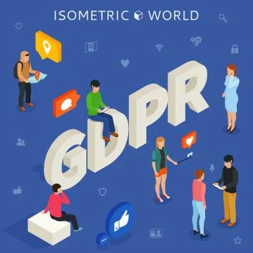 GDPR isometric concept. Vector illustration. イラスト素材