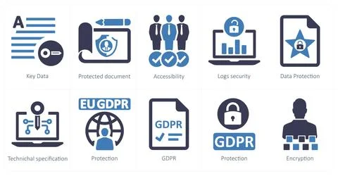 Gdpr as key data, protected document, accessibility Stock Illustration