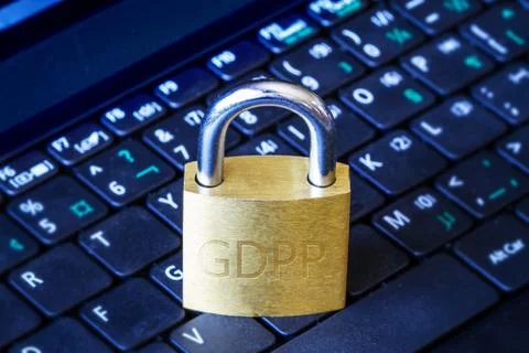 GDPR Padlock on Keyboard Data Protection Concept Stock Photos