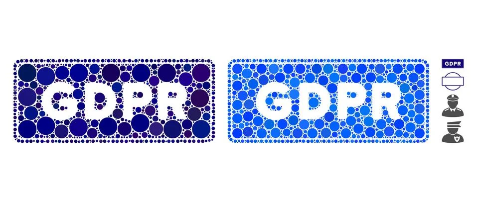 GDPR Rectangle Composition Icon of Spheric Items Stock Illustration