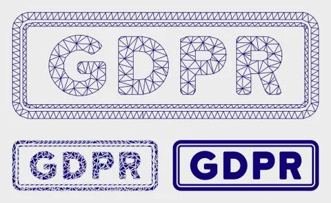 GDPR Rectangle Vector Mesh 2D Model and Triangle Mosaic Icon Stock Illustration