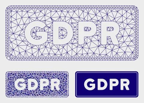 GDPR Rectangle Vector Mesh Carcass Model and Triangle Mosaic Icon Stock Illustration