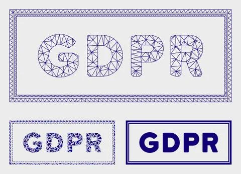 GDPR Rectangle Vector Mesh Network Model and Triangle Mosaic Icon Stock Illustration
