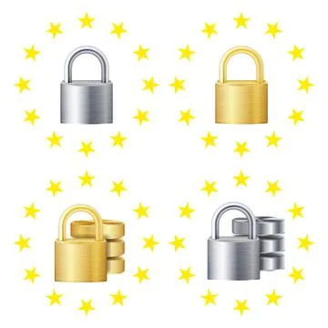 GDPR Sign Set Vector. Padlock. Security Technology. General Data Protection Illustrazione stock