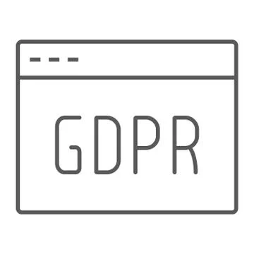 Gdpr site thin line icon, webpage and website, browser sign, vector graphics, a Stock Illustration