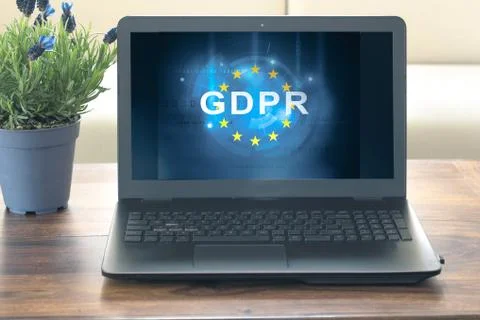 Gdpr text on computer screen Stock Photos