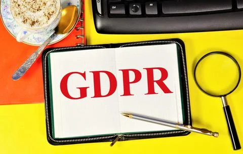 GDPR. The text label in the notebook. Stock Photos