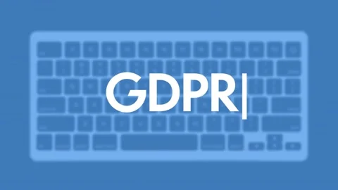 GDPR title. Modern flat web template with keyboard template on gray background Video stock 205149237