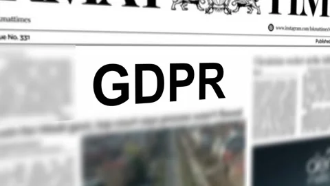GDPR title written newspaper. Stock Footage 233087906