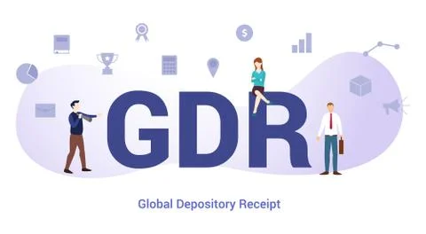 Gdr global depository receipt concept with big word or text and team people w Stock-Illustration