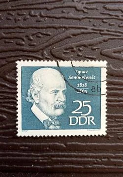 GDR postage stamp featuring a portrait of Ignaz Semmelweis Stock Photos