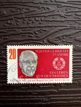 GDR postage stamp featuring a portrait of Walter Ernst Paul Ulbricht Stock Photos