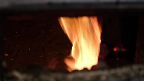 GDS -Burning Flame in Stove Closeup Stock Footage 334684854