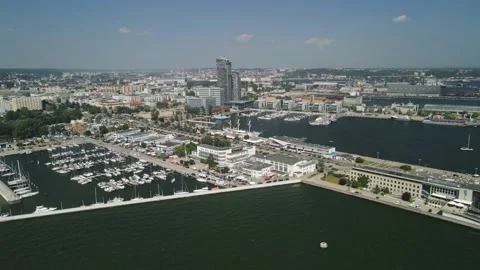 Gdynia, Poland - June 15 2021 "Aerial view of the Marina Yacht Park in Gdynia Stock Footage 167158853