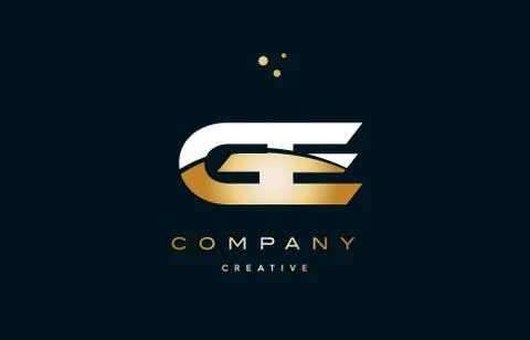 Ge g e  white yellow gold golden luxury alphabet letter logo icon template Stock Illustration