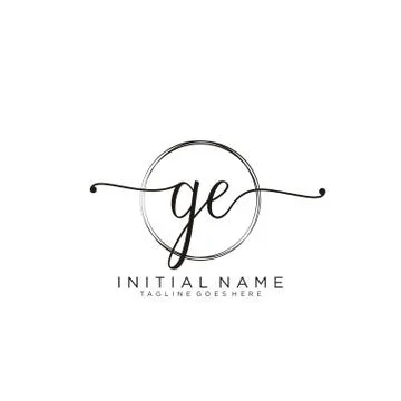 GE Initial handwriting logo with circle template vector Stock Illustration
