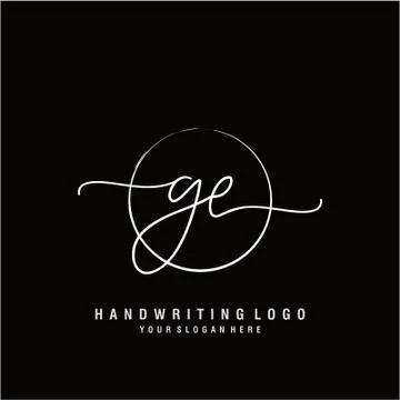 GE Initial handwriting logo design Stock Illustration
