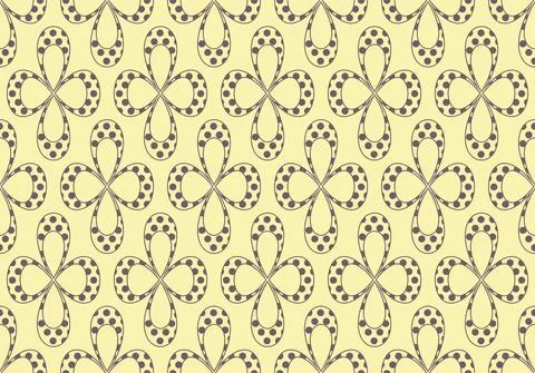 Geametric creative seamless pattern. Four leaves flower shape with dots in grey Illustrazione stock