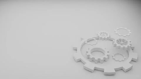 Gear abstract on white background 3d render lower right Stock Illustration