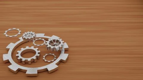 Gear abstract on white background 3d render lower left Stock Illustration
