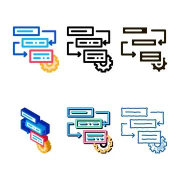Gear algorythm system agile element vector icon types Stock Illustration