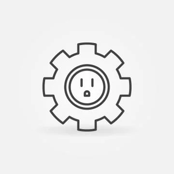 Gear with american type socket vector concept outline icon Illustrazione stock