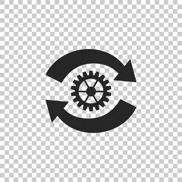 Gear and arrows as workflow concept icon isolated on transparent background Stock Illustration