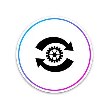 Gear and arrows as workflow concept icon isolated on white background. Gear Stockillustratie