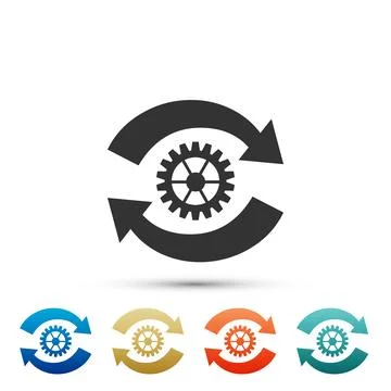 Gear and arrows as workflow concept icon isolated on white background. Gear.. Stock Illustration
