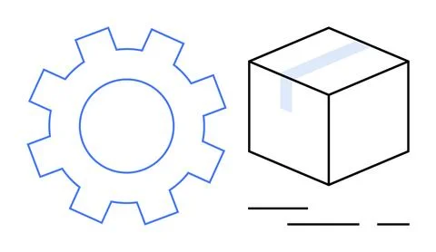 Gear and Box Design Representing Engineering, Technology, and Industrial Them 스톡 일러스트