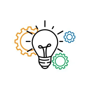 Gear and bulb icon 스톡 일러스트